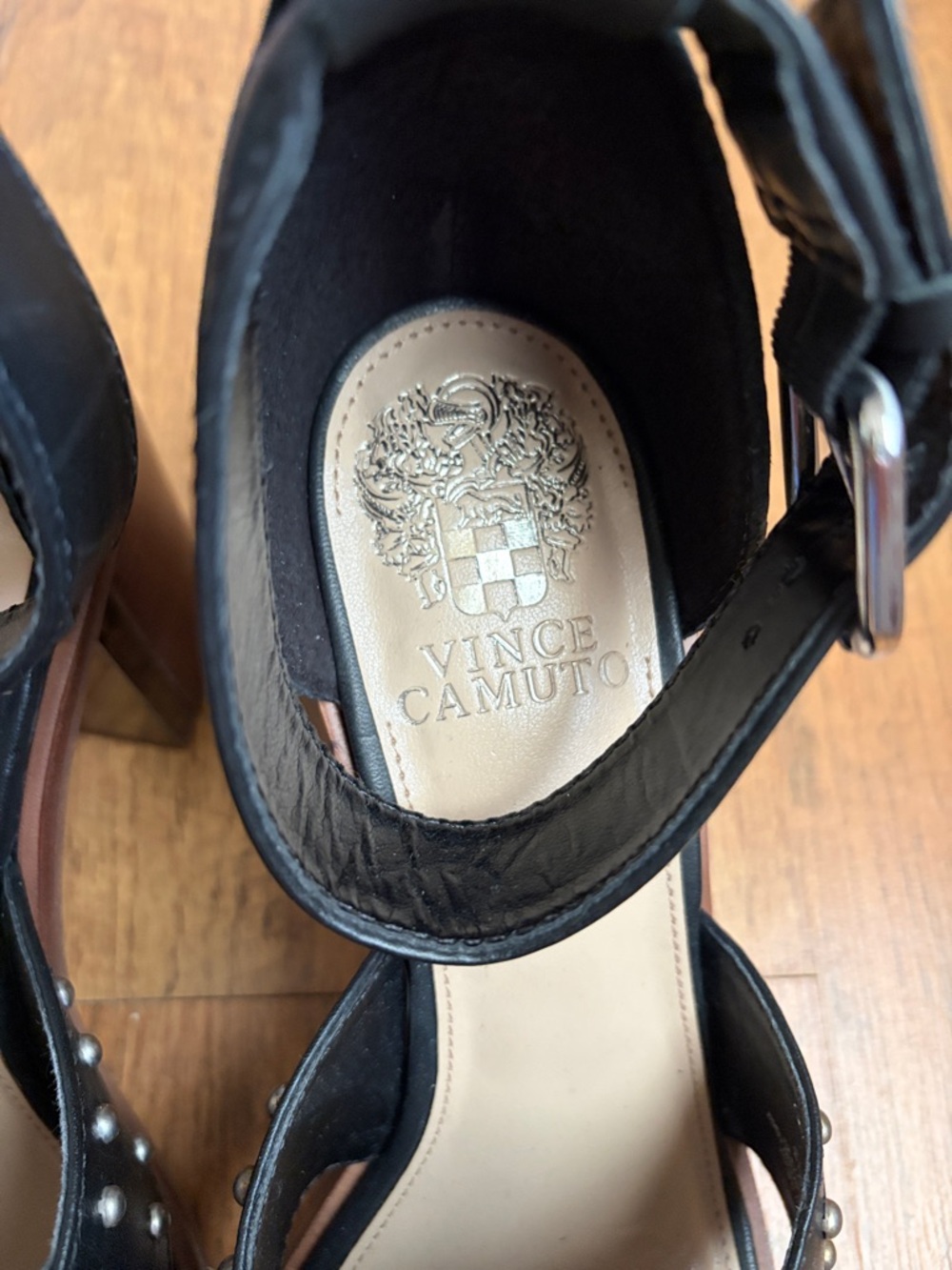 Vince Camuto Keresha Studded Open Toe Ankle Strap Leather Sandals - Picture 4 of 11